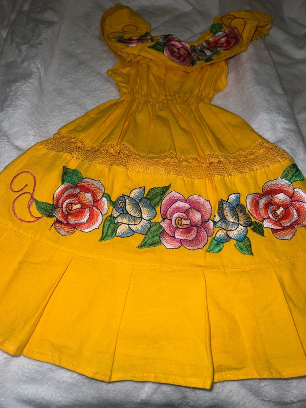Yellow Floral Embroidered Sundress
